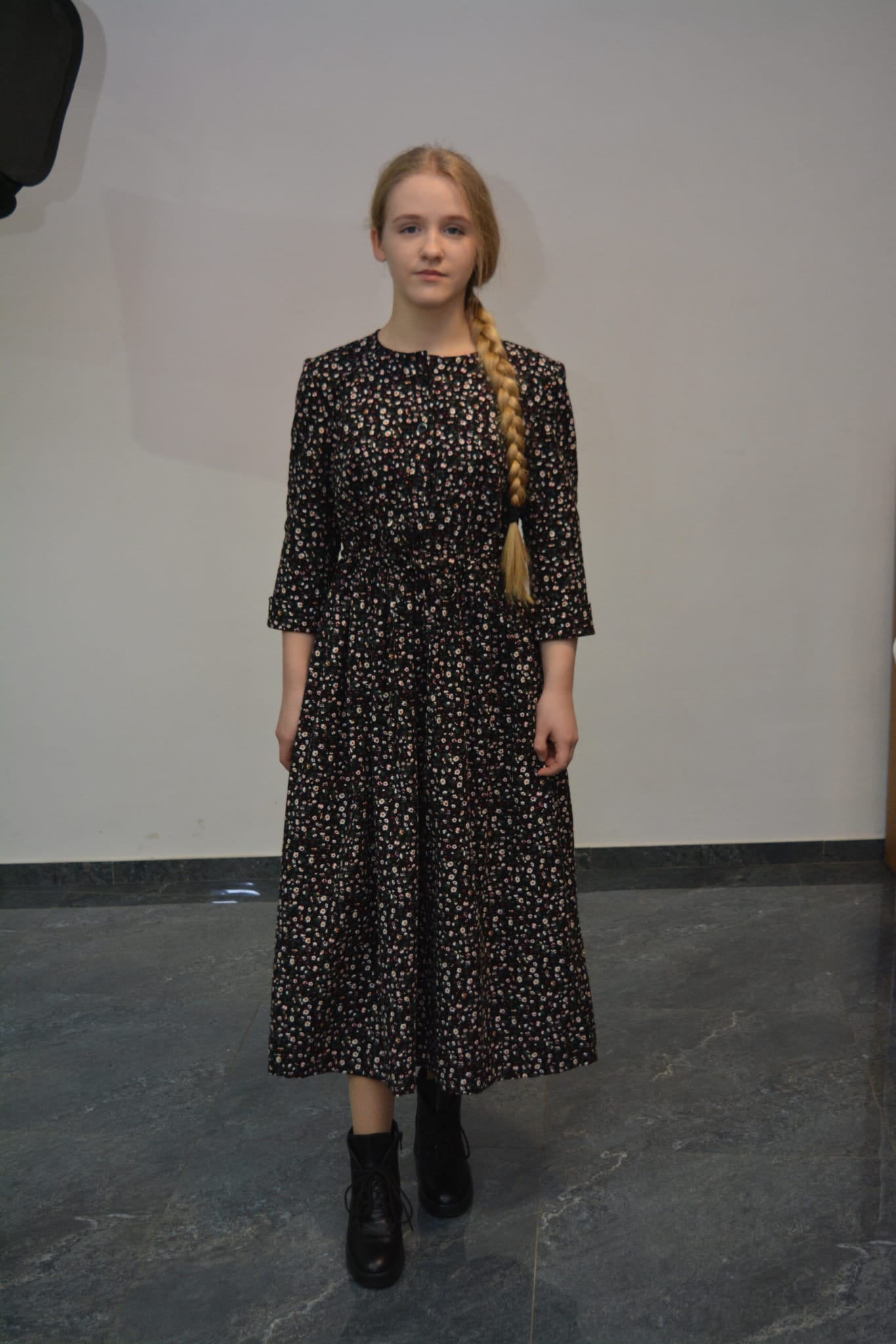 Warm Flowers Dress - modest winter dress with floral character